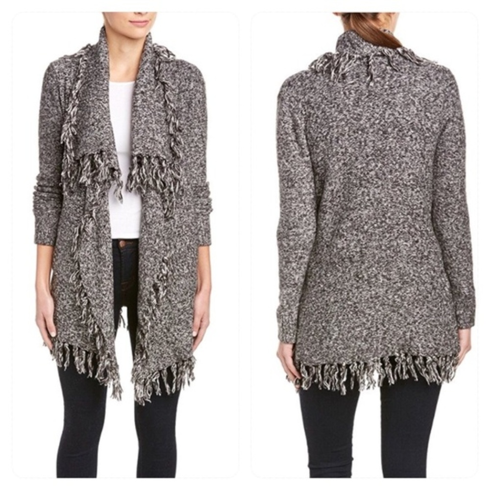 Kensie Knit Fringe Open High Low Cardigan